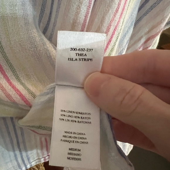 RAILS Thea Isla Striped Tie Front Shirt Size Medium Cream/pink/blue EUC| - Picture 7 of 7